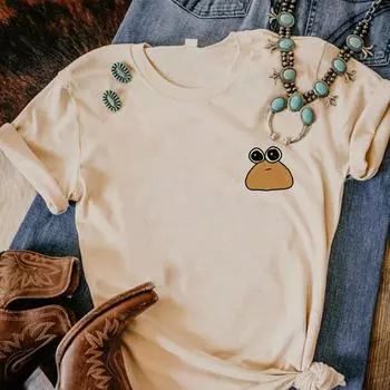 Pou футболка женская аниме манга забавный топ женская уличная одежда аниме комиксы XS