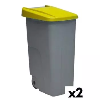 Poubelle Roulettes Denox 85 L Jaune 58 X 41 X 76 Cm TU