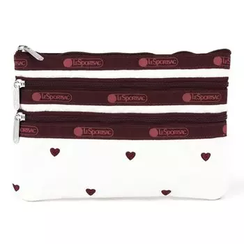 Pouch 7158 3 ZIP COSMETIC HA83 BERRY HEART EMB [LeSportsac] [item]