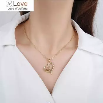 Poulisa Hollow Heart ожерелья и подвески для женщин подарок на День матери романтические кубические цирконии буквы цепи модные аксессуары