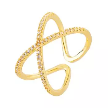 Poulisa Moissanite S925 Cross Open Ring Cubic Zirconie Silver 925 Пробы Регулируемые кольца Micro Pave Zircon Mossan