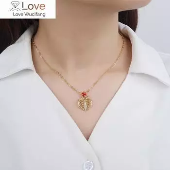 Poulisa Романтичные красные эмалевые розы ожерелья и подвески для женщин подарок на День святого Валентина модные полые сердца кубический циркон ожерелья