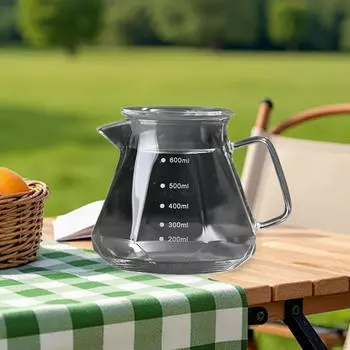 Pour over Coffeemaker Coffee Dripper 20 oz /600ml with Handle Heat Resistant Drip Pot Glass чистый