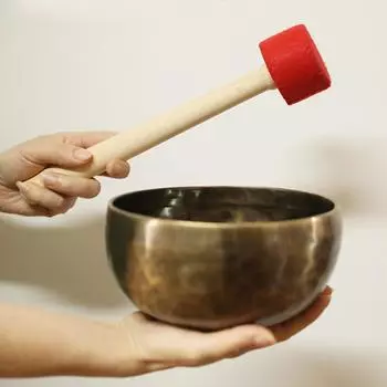 Поющая чаша для йоги, силиконовая палочка, деревянный молоток ручной работы, тибетская чаша для медитации, молоток, украшение для дома, лечебный подарок 1