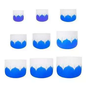 Поющая чаша из матового кварца, 6-14 дюймов, чакра, узор лотоса, звуковая чаша Будды, ударный инструмент 6 inches (tone B) синий