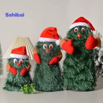 Поющая и танцующая рождественская елка, электрическая игрушка, очаровательная забавная электрическая вращающаяся зеленая елочная кукла, украшение для вечеринки S