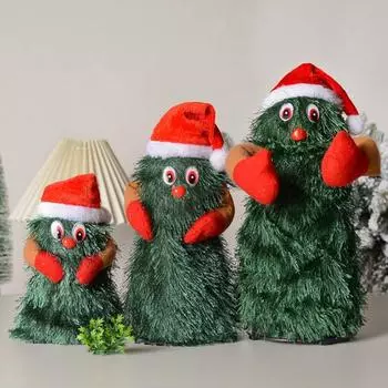 Поющая и танцующая рождественская елка, электрическая вращающаяся электрическая игрушка, очаровательная забавная елочная кукла, зеленое украшение для рождественской вечеринки S