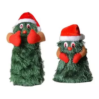 Поющая, танцующая рождественская елка, милая, интересная, вращающаяся, электрическая, плюшевая, рождественская елочная игрушка для праздника S