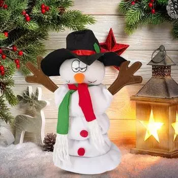 Поющий и танцующий снеговик, плюшевая игрушка, музыкальная кукла Санта-Клауса с рождественскими песнями для детей, качающийся снеговик, украшение белый