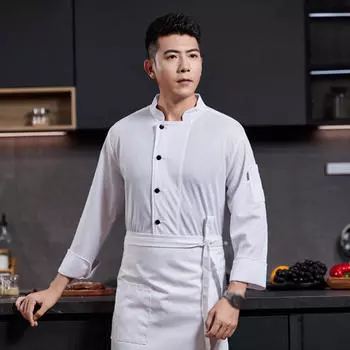 Поварская куртка Одежда Куртка для пекарни Кухня Рабочая униформа Кафе Кейтеринг XL чёрный