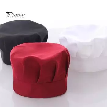 Поварской колпак унисекс для кухни, колпак для ресторана отеля, плиссированный дизайн, однотонный рабочий колпак официанта-повара, шляпа-гриб красный