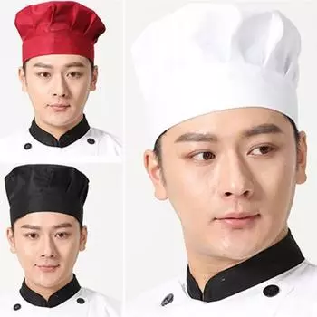 Поварской колпак унисекс для кухни, колпак для ресторана отеля, плиссированный дизайн, однотонный рабочий колпак официанта-повара, шляпа-гриб белый