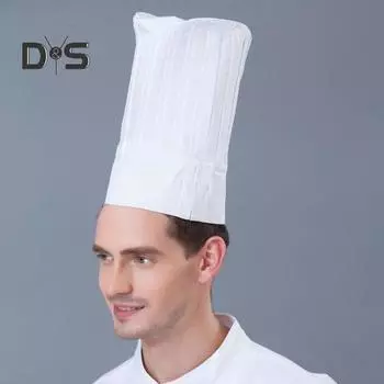 Поварской колпак унисекс кухонный колпак для отеля ресторана поварской колпак плиссированный дизайн однотонный рабочий колпак официанта поварской колпак топпер белый