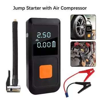 Power Bank 150PSI 55W автомобильный аккумулятор усилитель мощности блок питания шинный воздушный насос пусковой механизм 1000A пики со светодиодной подсветкой цифровой с воздушным компрессором 6400mAh Red