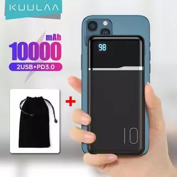 Power Bank Kuulaa 10000мАч + мешочек для хранения 10W 10000mAh чёрный