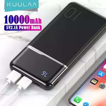 Power Bank Kuulaa 10000мАч с цифровым индикатором заряда 10000mAh power bank белый
