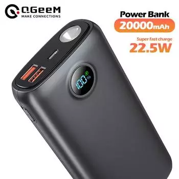 Power Bank QGeeM 20000 мАч Супер быстрая зарядка для iPhone Samsung Xiaomi