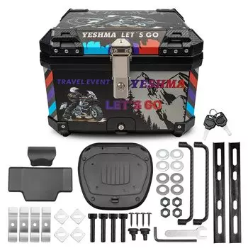 POWER PANDA Bike Rear Large Top Bike ABS Легко надевать и брать Поставляется с креплением Поставляется с Для безопасности 2 ящика для хранения [гоночный стиль] Ящик, 55 л,