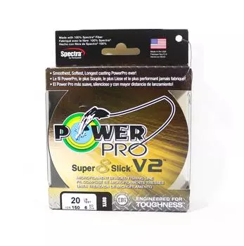 Power Pro Super 8 Slick Version 2 Spectra Line, 20 фунтов, 150 ярдов, оникс (8035) оникс