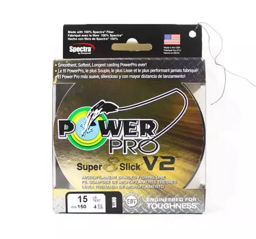 Power Pro Super 8 Slick Version 2 Spectra Line, 15 фунтов, 150 ярдов, оникс (7878) оникс