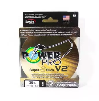 Power Pro Super 8 Slick Version 2 Spectra Line, 30 фунтов, 150 ярдов, оникс (8196) оникс
