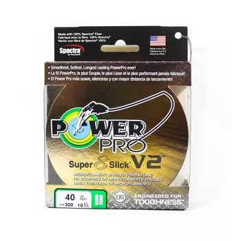 Power Pro Super 8 Slick Version 2 Spectra Line, 40 фунтов x 300 ярдов, зеленый (8387) зелёный