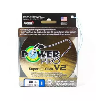 Power Pro Super 8 Slick, версия 2 Spectra Line, 80 фунтов на 300 ярдов, синий (8844) синий