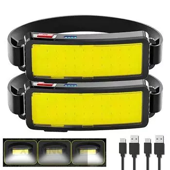 Powerful 180° Floodlight LED Headlamp Flashlight 3 Modes Built-in Battery Outdoor Fishing Camping Lantern Waterproof Torch