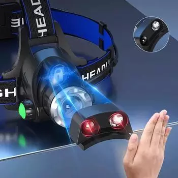 Powerful LED Induction Headlamp USB/DC Rechargeable Zoomable Head Flashlight Outdoor Camping Fishing Hunting Headlight 1PCS