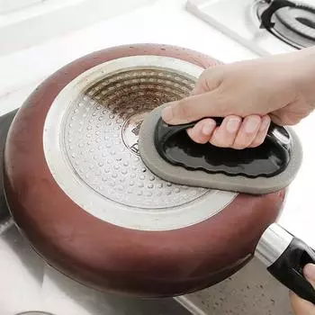 Мощная щетка для удаления пятен, губка для чистки кухни, супермощная щетка для удаления пятен, губка-наждак с ручкой коричневый