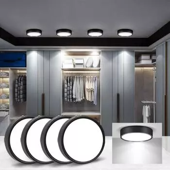 Поверхностный потолочный светильник, светодиодные современные потолочные светильники 5 Вт, 4 шт., потолочный светильник, потолочный светильник для внутреннего освещения комнаты 5W Warm light чёрный