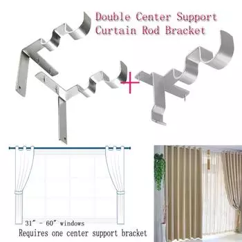 Повесьте двойной центральный кронштейн для карниза в кронштейн для оконной рамы серебряный