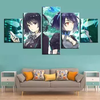 Повесьте картину HD аниме постер настенный модный модульный 5 компл. аниме девушка игра холст живопись напечатанный домашний декор фон искусство в рамке без рамки 20x35cm*2 20x45cm*2 20x55cm*1