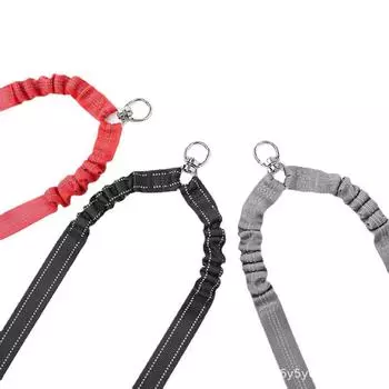 Поводок для домашних животных, двуглавый светоотражающий нейлоновый поводок для собак, маленькая собака, большая собака, взрывозащищенный Rush One Drag Two, эластичная веревка чёрный