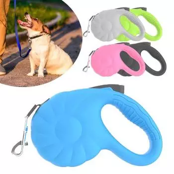 Поводок для домашних животных Macaroon Многофункциональный выдвижной прочный бесшумный с кнопкой управления Выдвижной поводок для собак длиной 16 футов 5m чёрный