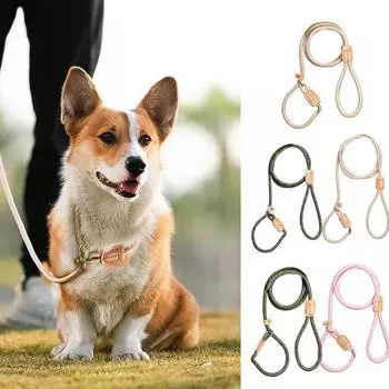 Поводок для домашних животных, предотвращающий удушение, подвижный, с защитой от расстегивания пряжки, регулируемый ограничитель кольца, 8/12 мм, дополнительный поводок для собак, аксессуар для собаки зелёный