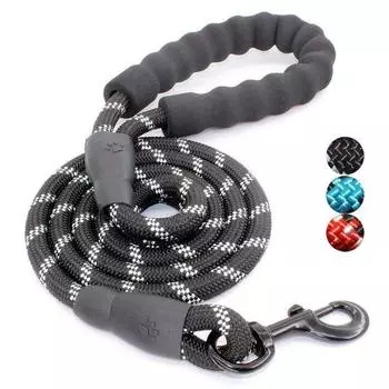 Поводок для домашних животных со светоотражающей и удобной мягкой ручкой, круглый поводок, взрывозащищенный поводок для маленьких и средних собак 150cm-59in красный