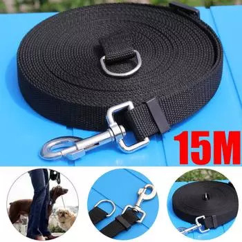 Поводок для дрессировки щенков домашних собак, длина 15 м, длина 50 футов, черный