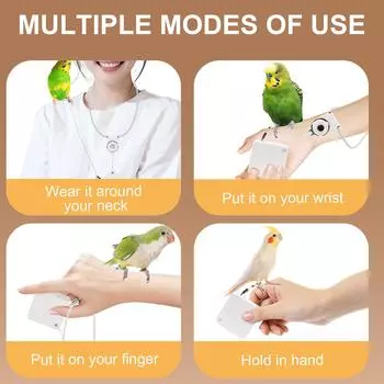 Поводок для попугаев с автоматическим шнуром для безопасного обращения с птицами Удобный поводок для попугаев белый