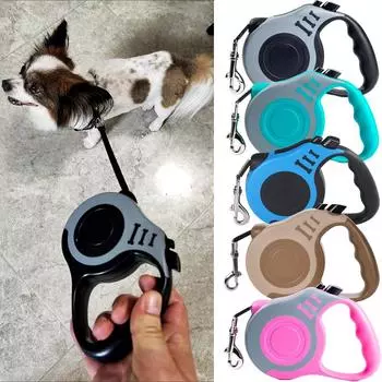 Поводок для собак 3 м 5 м для маленьких средних собак, кошек, длинный, сильный, автоматический выдвижной нейлоновый поводок для кошек, веревка, прогулочный поводок для щенков, рулетка, бульдог, чихуахуа 3M ярко-розовый