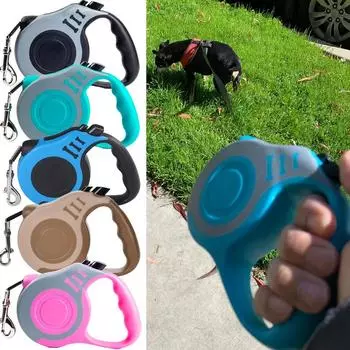 Поводок для собак 3 м 5 м Прочный автоматический выдвижной поводок для кошек Удлинитель Тяговые веревки для щенков Прогулки Бег Веревочные поводки для рулетки для домашних животных Товары для домашних животных 3M коричневый