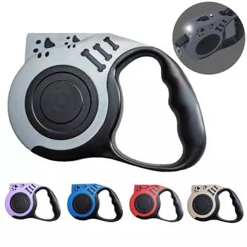 Поводок для собак 5 м с фонариком для маленьких средних собак, кошек, выдвижной нейлоновый поводок для прогулок для щенков, чихуахуа, мопс, товары для домашних животных