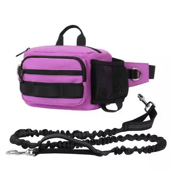 Поводок для собак Hands Free, выдвижной поводок-банджи с поясной сумкой для дрессировки и прогулок с собакой Rose red
