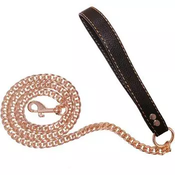 Поводок для собак из розовой золотой цепи для больших собак, 12 мм, звенья цепи NK, поводок из нержавеющей стали, металлические звенья, поводок для прогулок с домашними животными для средних собак 125cm x 12mm
