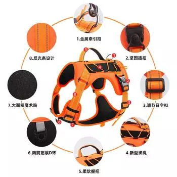 Поводок для собак Многофункциональный взрывозащищенный нагрудный ремень для домашних животных Выдвижной светоотражающий поводок для выгула собак S чёрный