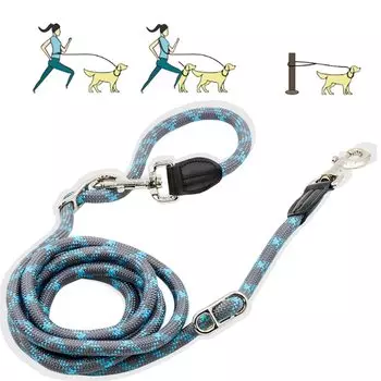 Поводок для собак, поводок для собак на плечо, поводок для собак, скользящий поводок, 1 поводок без поводка для обеих рук, 2 поводка для собак, регулируемая длина, светоотражающий материал, поводок для собак среднего и