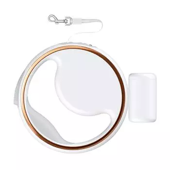 Поводок для собак с автоматической блокировкой, автоматический выдвижной поводок для домашних животных для тренировок, бега с фонариком, держатель для сумки для корма, противоскользящие тяговые канаты белый