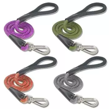 Поводок для собак с нескользящей ручкой, регулируемый поводок для выгула собак, светоотражающий поводок для щенков серый