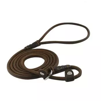 Поводок для собак Slip, мягкий, тонкий, ручной работы, из натуральной кожи, цепочка для щенков, поводок-ошейник Slip для маленьких и средних собак, дрессировка и выгул коричневый