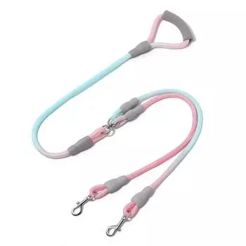 Поводок для собаки Прогулочный поводок Средняя двойная собачья цепь Поводок с двумя концами Поводок для двух собак Зоотовары 1.0cm*0.8M+0.8cm*0.6M